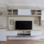 living room with computer desk