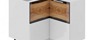 Features of corner cabinets for the kitchen, their pros and cons