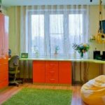 Desks in front of the window