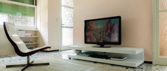 modern living room interior with corner TV stand