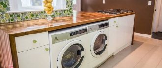 Стиральная машинка под столешницей на кухне