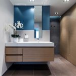 Built-in wardrobe in a modern style bathroom