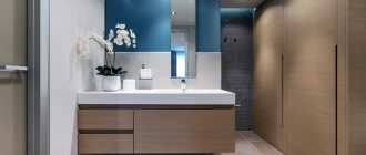 Built-in wardrobe in a modern style bathroom